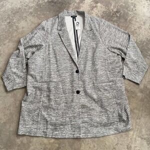Torrid‎ Blazer Womens 6X Textured Boyfriend Knit Trench Jacket White Black